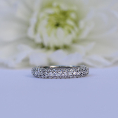 Wedding Band Round Brilliant Cut 3 Side Pave Diamond Gift For Her