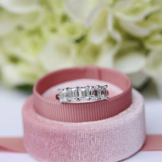 Wedding Band 1 CT Emerald Cut Five Stone Moissanite Engagement Band