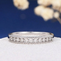 Wedding Band Round Brilliant Cut Channel Set Half Eternity Anniversary Band