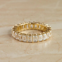 Wedding Band 4.50 CT Emerald Cut Full Eternity Stacking Birthday Band