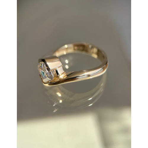 1.50 CT Asscher Cut Moissanite Engagement Ring,18k Gold Bezel Bypass Ring, Solitaire Wedding Ring