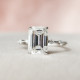 Engagement Ring 3 CT Emerald Cut Moissanite Diamond Solitaire With Side Accent Stone Ring