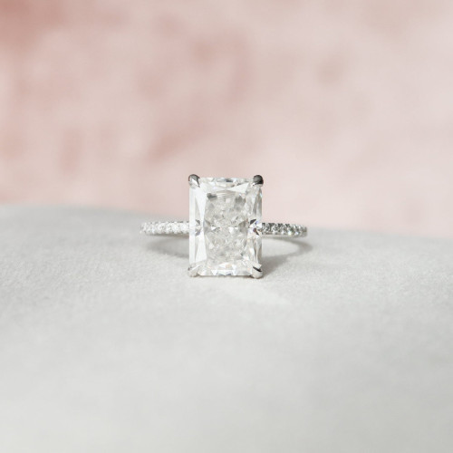 Engagement Ring 4.5 СT Radiant Cut Moissanite Diamond Hidden Halo Ring