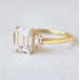 Engagement Ring 1.50 CT Emerald Cut Moissanite 5 Stone Ring 18K Yellow Gold Ring