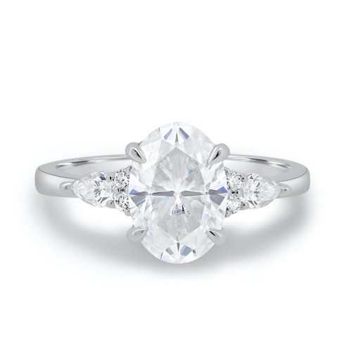 Engagement 4 CT Oval Cut Three Stone Moissanite Ring in 14K White Gold