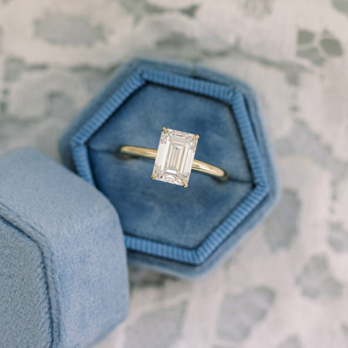 Engagement Ring 3 CT Emerald Cut Diamond 14K Gold Promise Ring