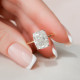 Engagement Ring 3.20 CT Cushion Cut Hidden Halo Moissanite Solitaire Ring