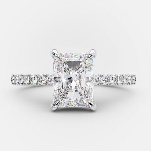 Engagement Ring 2 CT Radiant Cut Moissanite Diamond Pave Ring