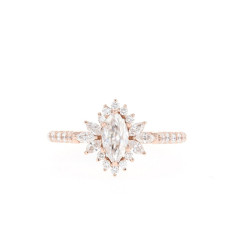 Engagement Ring 1CT Marquise Cluster Halo Diamond Moissanite Vintage Ring