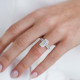 Engagement Ring 4 CT Elongated Emerald-Cut Hidden Halo Moissanite Ring