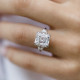 Engagement Ring 4 CT Asscher Cut Moissanite Ring in 14K White Gold