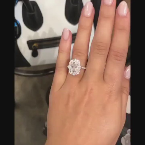 Engagement Ring 3 CT Radiant Cut Unique Halo Moissanite Unique Ring