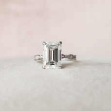 Engagement Ring 5 CT Emerald Cut Art Deco Moissanite Dainty Ring